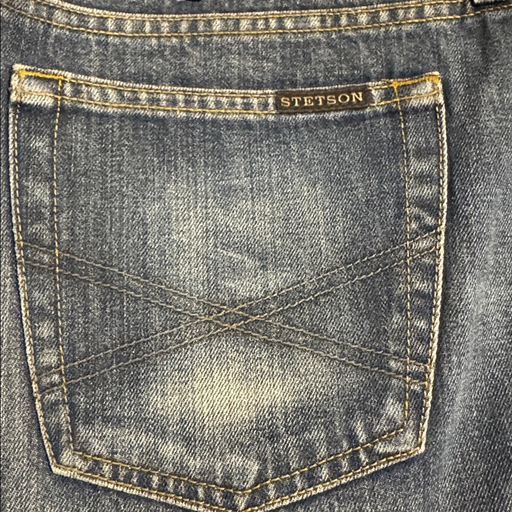 Stetson 1520 Men's Faded Blue Straight Leg Jeans-Size:  42x36 - Picture 8 of 10